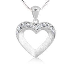 brushed sterling silver heart pendants