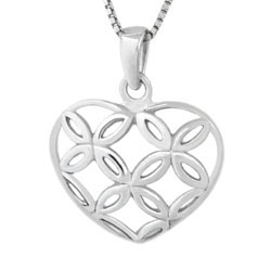 Rhodium 925 sterling silver heart pendants