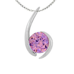 pink cz on 925 sterling silver pendant charm
