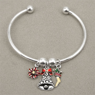 Christmas bell charm bangle