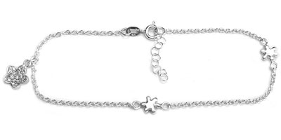 Sterling silver anklet with dangle flower