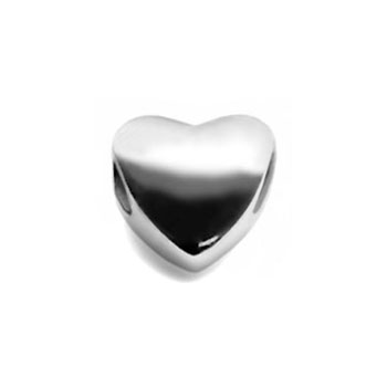 Silver heart bead for 3 mm chain bracelets