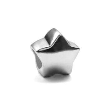 Shiny star sterling silver bead fits European charm jewelry