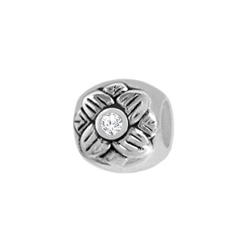 silver flower charm bead jewelry