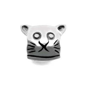 silver cat charm bead