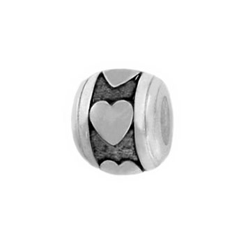 heart silver bead charms