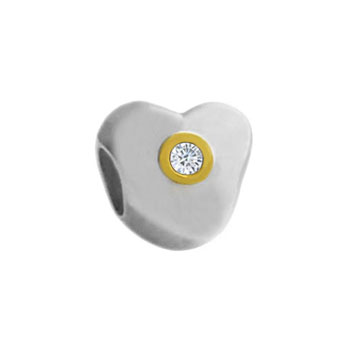 cz stone on sterling silver heart bead jewelry