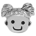 girl's face sterling silver bead charms