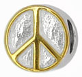 peace sign silver beads
