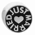 Word Just Married on 925 sterling silver bead