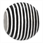 Black strings on silver bead European modular bracelets