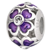 Purple flower silver bead jewelry