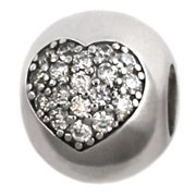cz heart silver bead jewelry