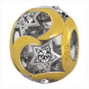 moon star silver bead jewelry