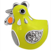 silver hen for European modular bracelets