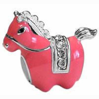 pink horse silver bead jewelry