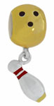 Bowling ball and dangle pin sterling silver beads