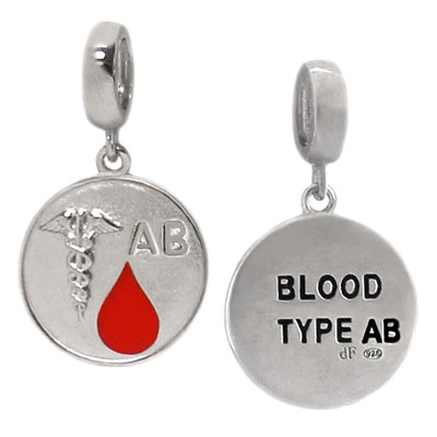 silver bead with blood AB charm
