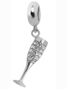 silver champagne flute charms jewelry