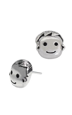 boy's face sterling silver earrings