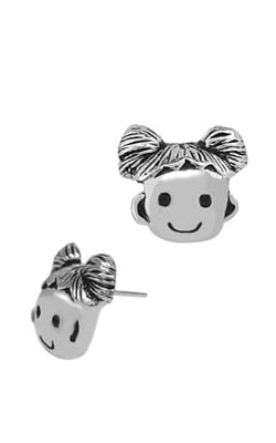 girl's face sterling silver earrings