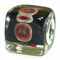 cube glass bead with 925 sterling silver caps for European modular jewelry