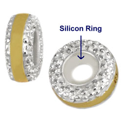 two-tone sterling silver bead stopper for 3 mm chains