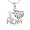 I heart mom sterling silver pendant