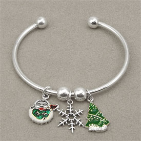 Snowflake charm bangle bracelets