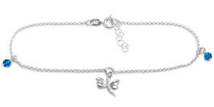 silver anklet with dragonfly charm