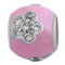 CZ flowers on pink epoxy silver bead