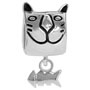 cat with silver fish charm jewelry