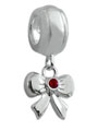 silver bow charm Italian bead jewelry