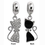 silver cat charm bead jewelry